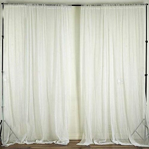 lovemyfabric Sheer Chiffon/Georgette Stage Backdrop, Drape, Curtain for Wedding, Reception, Special Events Wall and Window Decor (Ivory, 56"X120")