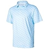 Ephemoca Performance Golf Shirts for Men Dry Fit, Moisture Wicking Quick Dry Print Short Sleeve Polo Shirts for Men Light Blue XXXL