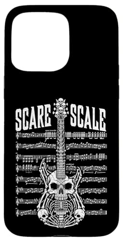 エレキギター プレーヤー ギタリスト ハロウィン 恐怖 スケール スカル スマホケース iPhone 15 Pro Max 用