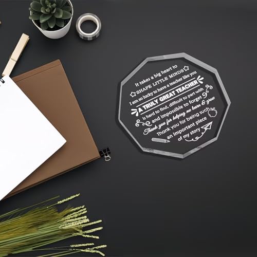 Image of DIGI ARTS Hexagonal Acrylic Crystal Keepsake Cherished Teacher Appreciation Gift for Birthdays, Retirement & Christmas | Perfect from Students