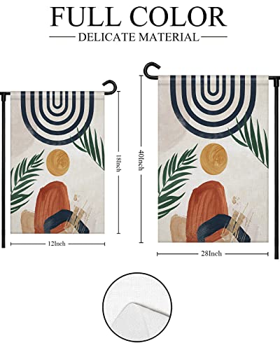 Middle Century Geometric Garden Flags 12 X 18 Inch Double Sided, Burlap Welcome Home Banner, Modern Abstract Art Boho Aesthetics Garden Flag Vertical Banners Yard/Patio/Lawn Flags Outdoor Decorations #TOP1