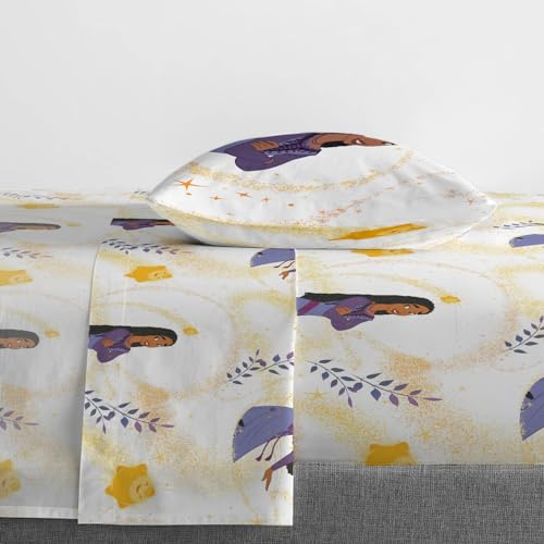 Image of Jay Franco Disney Wish Twin Comforter Set - 5 Piece Bed Set Includes Sheet Set & Pillow Covers - Super Soft Kids Bedding Features Asha, Valentino & Star