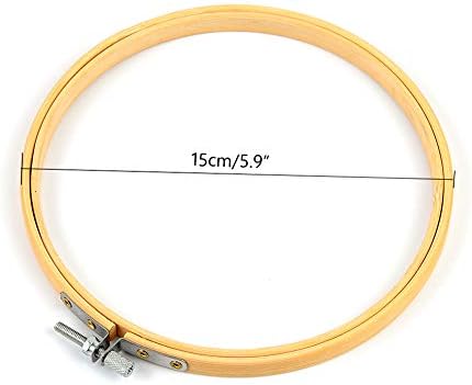 Embroidery Hoop Set, Cross Stitch Bamboo Circle Rings, 6inch Hoop(Diameter 15cm) for Embroidery, Home Cross Stitch Art, Handcraft, Sewing, Kids Patience Tutoring, with Easy Sandwiching Knob, 1Pc