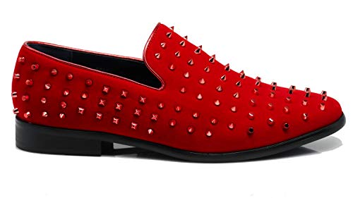 Image of SPK26 Men's Vintage Velvet Rhinestone Designer Dress Loafers Slip On Shoes Classic Tuxedo Dress Shoes