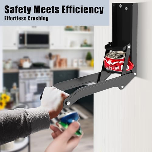 ATINY Heavy Duty Can Crusher Wall Mounted Can Smasher,Aluminum Can Crusher Manual Can Crusher for Recycling 8oz-16oz Beer Soda Cans (Black) - Thumbnail 6