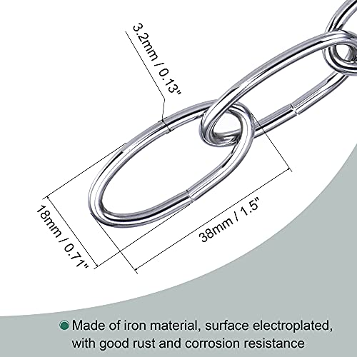 Image of MECCANIXITY Pendant Light Fixture Chain, 3.2mm Thick 1m Long Chandelier Hanging Links, Iron Electroplated Silver Tone, Pack of 2