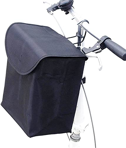 YUNNUO Cesta delantera para bicicleta, plegable, con tapa, lona impermeable, cesta delantera plegable (gran capacidad), color negro