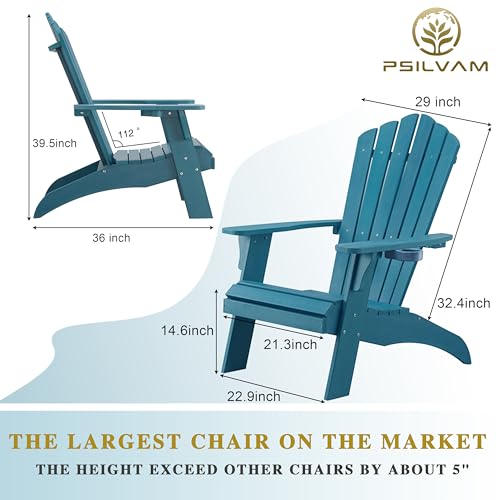 Image of Psilvam Adirondack Chairs Set of 2 with Cup Holder, Blue