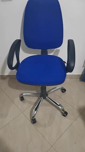 Sedia Da Ufficio Ergonomica Italiana Con Contatto Permanente - Base Cromata E Ruote Per Parquet - Blu Acrilico