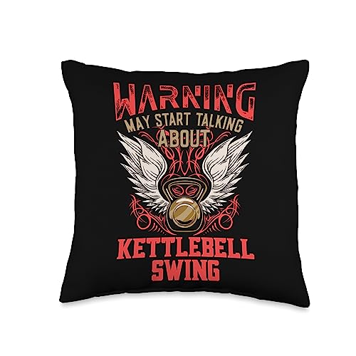Witty Bodybuilding Exercise Healthy Lifting Kettlebell Swing Funny Workout Humor Gym Fitness Health Throw Pillow, 16x16, Multicolor