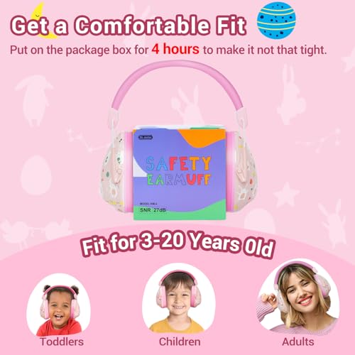 Image of Dr.meter Ear Muffs for Noise Reduction: 27SNR Noise Cancelling Headphones for Kids Adults - Toddler Kids Ear Protection for Monster Truck, Autism Sensory, Mowing, Concerts, Fireworks- Pink