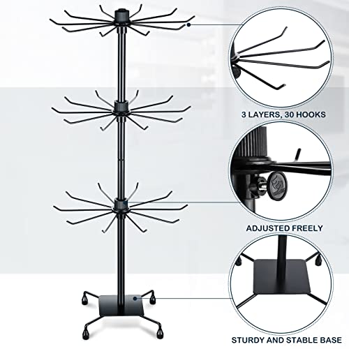BBTO 2 Pcs Rotating Display Stand Jewelry Display Rack with Hooks Metal Earrings Stand for Vendors Necklace Bracelet Selling(Black,28.35 x 11.81 Inch)