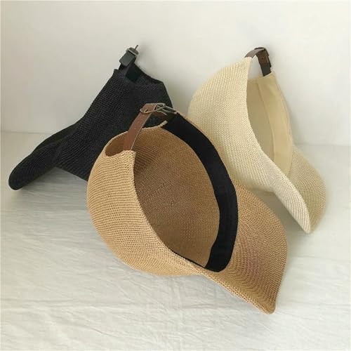 Unisex Summer Breathable Straw Baseball Cap Outdoor Sun Hats Solid Color Adjustable Shade Beach Hats4