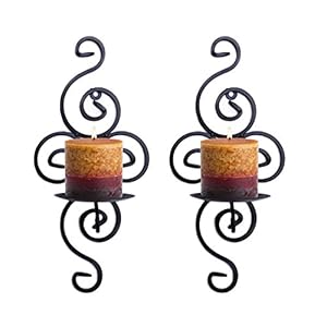 Super Z Outlet Pair of Elegant Swirling Iron Hanging Wall Candleholders Votives Sconce for Home Wall Decorations, Weddings, Events