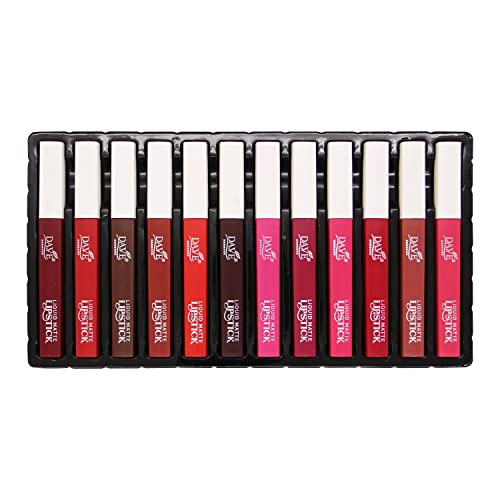 Image of DA.VE Liquid Matte Lipstick Non- Sticky & Non-Drying | Smudge Proof Long Lasting Waterproof Lipsticks - 5 ML (Set of 12)