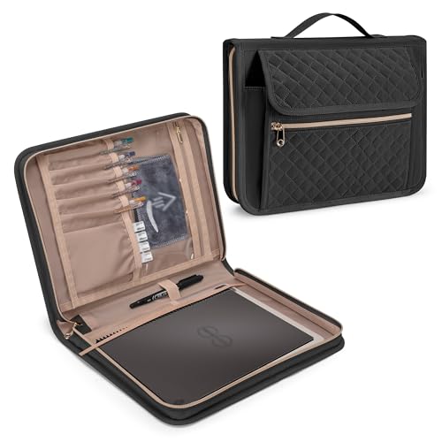 Damero Folio Cover Compatible for Rocketbook Core, Panda and Fusion, Reusable Notebook Cover for Letter Size 8.5'' x 11'' with Pen Holder and Magnetic Clasp, Black