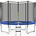 JELENS Trampolín de 8 pies y 10 pies, trampolines para exteriores con red de cierre y escalera, trampolines recreativos antioxidantes para niños y adultos, aprobado por ASTM (azul, 8 pies)
