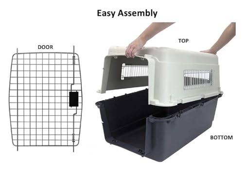 Image of Heavy Duty Dog Travel Carrier Flight Crate, IATA Compliant Airline Approved, White & Grey (32 Inch)