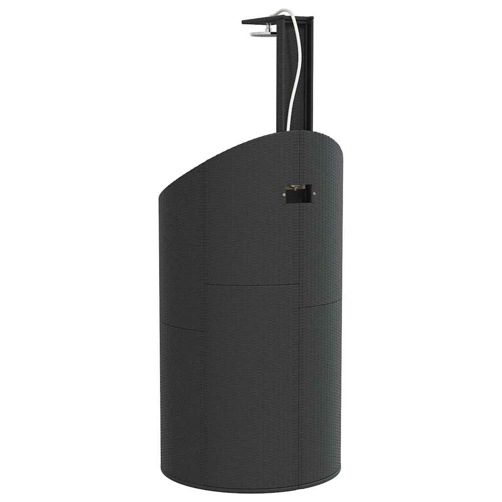 vidaXL Gartendusche, Outdoor Dusche mit Lattenboden Stahlrahmen, Terrassendusche für Pool Schwimmbad, Gartenmöbel Terrassenmöbel, Schwarz Poly Rattan Akazienholz