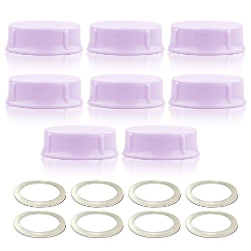 Maymom Solid Lids with Sealing Ring for Standard Sized Bottles; Bottles Lids Compatible with Medela Bottles, Ameda, and Small Sized Nuk, Playtex, Gerber Bottles; 8pc (Purple)