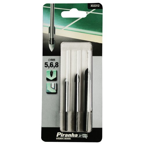 Piranha - Juego de brocas para azulejos y vidrio (5,6 y 8 mm)