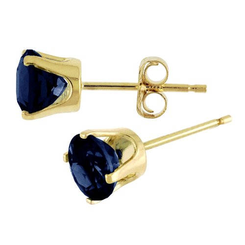1 Carat Total Weight Natural Round Sapphire Stud Earrings Set in 14k Yellow Gold3