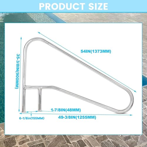 Baranda de piscina KUAFU de acero inoxidable 54"x35" miniatura 3