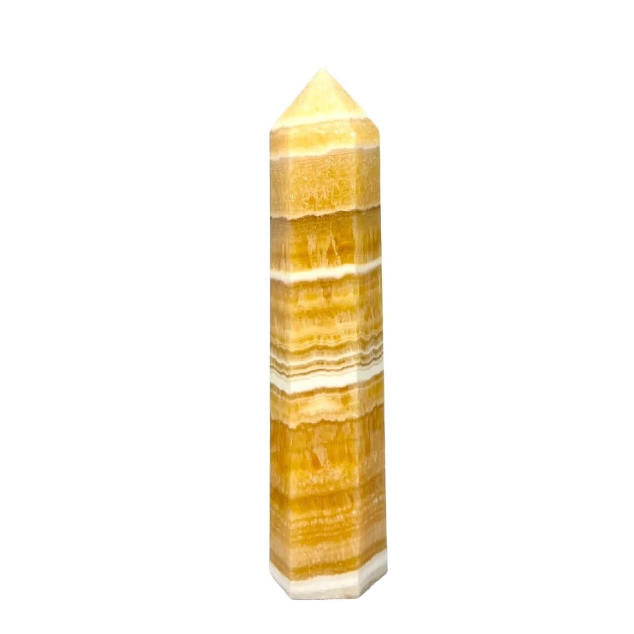 QWZTAEOZA 1pc 600-650g Orange Calcite Crystal Point Quartz Tower Obelisk