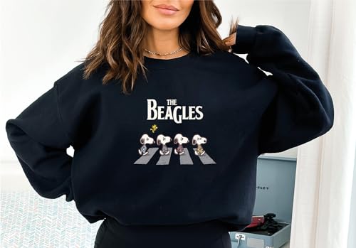 Abbey Road Inspired Sweatshirt, The Beagles Sweatshirt, Fall Dogs Sweater, Funny Beatles Inspired Apparel Multicolor3