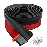 Universal Garage Door Seal, Garage Door Bottom Seal Strip, Garage Weather Strip Self-Adhesive Garage Door Draught Excluder with Nails Waterproof (Black, 3M)