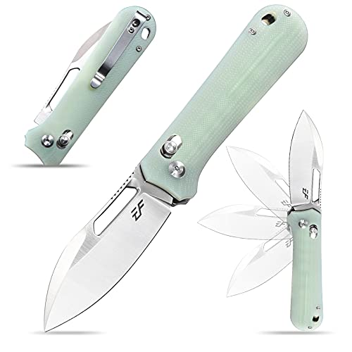 Eafengrow EF963 Folding Knife D2 Blade G10 Handle with Pocket Clip Axis Lock EDC Multitool Knives for Tactical Camping Outdoor (Jade)
