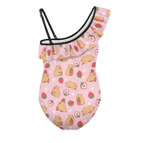 Girls One Piece Swimsuit Ruffle One Shoulder Bathing Suits Beach Swimwear for Kids Beach or Pool Party4