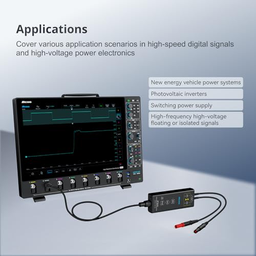 Micsig DP1500 Hochspannungs-Differenzsensoren-Sonden-Set, 3,5 ns, Dämpfungsrate 50X/500X, Oszilloskop-Sonden-Kit Zubehör, 1500 V 100 MHz, DP10013