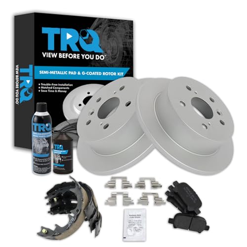 Image of TRQ Rear Brake Pad & Rotor Kit Semi-Metallic Compatible with 2005-2007 Toyota Avalon 2002-2006 Camry 2004-2008 Solara
