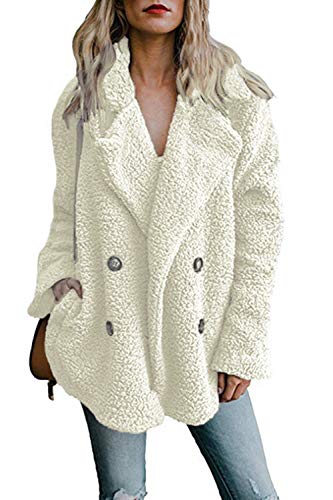 Women's Fuzzy Fleece Lapel Open Front Cardigan Coat Faux Fur Warm Winter Outwear Jackets with Pockets