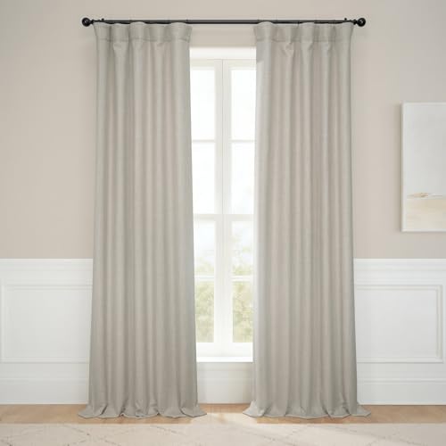 Image of HPD Half Price Drapes - Faux Linen Curtains for Living Room (2 Panels) - 50W X 84L - Textured Room Darkening Curtains for Bedroom 84 Inches Long - Drapes for Home Decor, Thatched Tan
