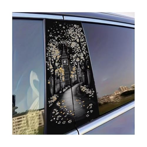 Autocollants de poteau de porte de voiture | Film de protection de chemin de fleur de nuit 2 Pcs