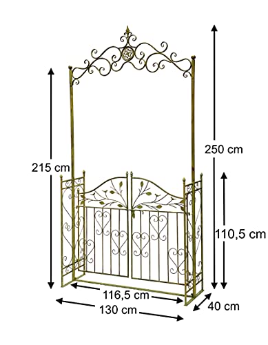 Rosenbogen mit Tür Dandibo aus Metall, 130 cm Breite, grün
