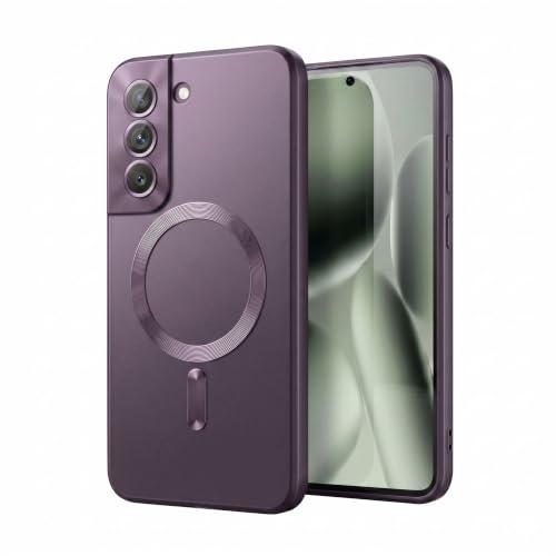 Image of amazon basics Premium Mag-Safe Case for Samsung Galaxy S22 Plus | Shockproof & Anti-Scratch Cover | Soft Silicone with Wireless Charging | Camera Lens Guard - Purple
