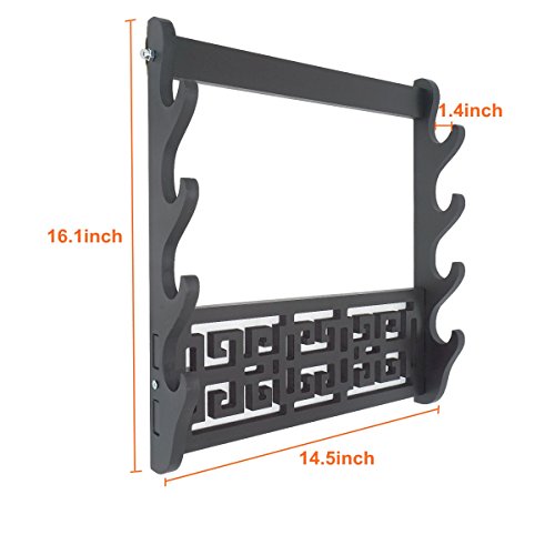Eforlife 4 Tier Sword Stand Wall Mount Samurai Sword Holder Display Stand Katana Wakizashi Tanto Wall Hanger Sword Rack Four Layer (16Inch Classic) #TOP1
