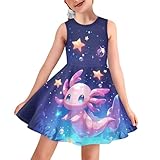 ZPINXIGN Girls Summer Dress Size 7-8 Cute Axolotl Dress for Girls Sleeveless A-Line Swing Sundress Cute Clothes for School Party