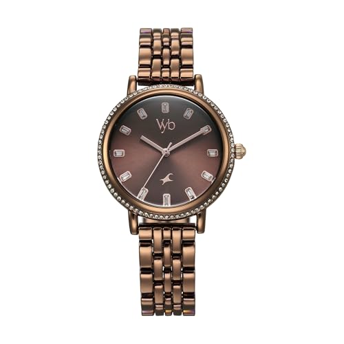 Image of Fastrack Vyb Enigma Brown Dial Alloy Strap Watch for Women