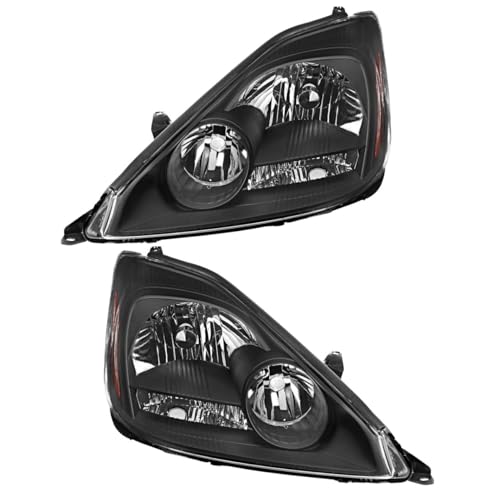YIZISECCE Front Left Driver and Right Passenger Side Matte Black Housing Clear Lens Reflector Headlight Without Bulb Headlights Headlamps for Toyota for Sienna 2004-2005