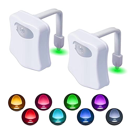 CCfetch 2 Pack Night Lights, Motion Activated Bowl Light, Bathroom Decor, LED Toilet Light Motion Sensor 8 Colors Inside Glow Bowl, Fun Stuff for Kids