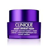 Clinique Smart Clinical Repair Anti Aging Overnight Recovery Face Cream + Mask For All Skin Types | With Hyaluronic Acid + Peptides | Hydrating | Repairs Lines + Wrinkles, 1.7 Fl Oz
