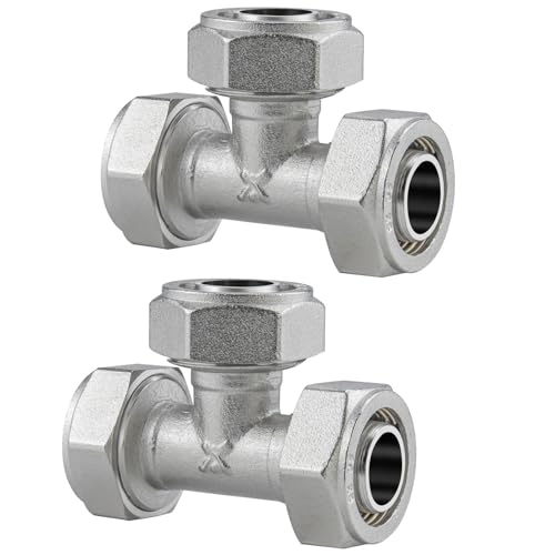 Jingzan 2 PACK 3/4" Tee Air Piping Fittings, 3/4" Tubing x 3/4" Tubing x 3/4" Tubing, Brass-Nickel Plated, Air Line Fittings for Shop Garage Compressed Air Tube System Jingzan 2 PACK 3/4" Tee Air Piping Fittings, 3/4" Tubing x 3/4" Tubing x 3/4" Tubing, Brass-Nickel Plated, Air Line Fittings for Shop Garage Compressed Air Tube System