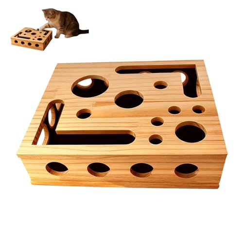 Cat Nail File Scratch Puzzle Enrichment Box, Wooden Sandpaper Surface, Stress-Free Alternative to Clippers and Grinders for Indoor Cats Gifts