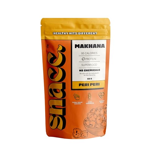 Image of Snacc Peri Peri Makhana, Spicy Roasted Fox Nuts, Protein Rich, Gluten Free, MSG Free, Zero Trans Fat, Zero Sugar, Low Calorie (Pack of 1, Peri Peri)
