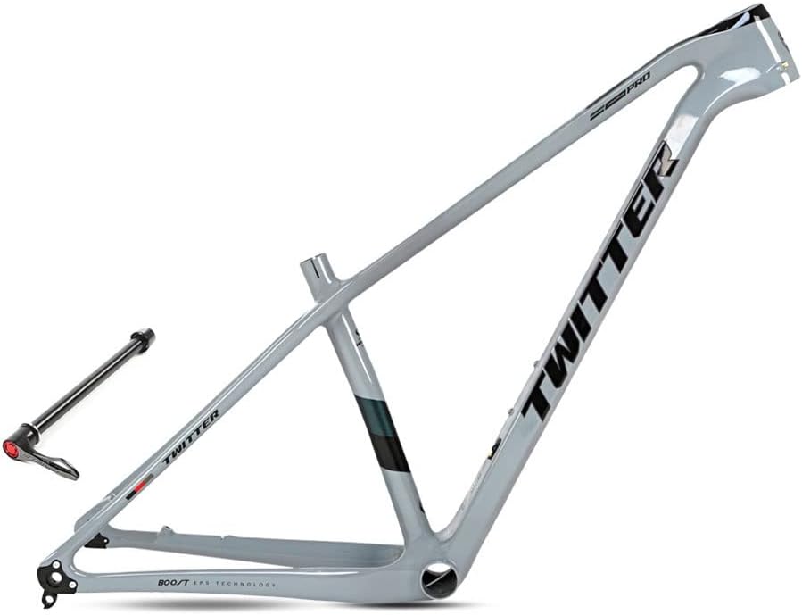 Carbon Hardtail Mountain Bike Frame 27.5er 29er Disc Brake Bike Frame 15''/17''/19'' XC Internal Routing Frame Thru Axle 12 * 148mm Boost(Light Gray,19'')