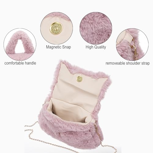 Bolsa tipo Tote peluda para mujer con asas de hombro miniatura 6